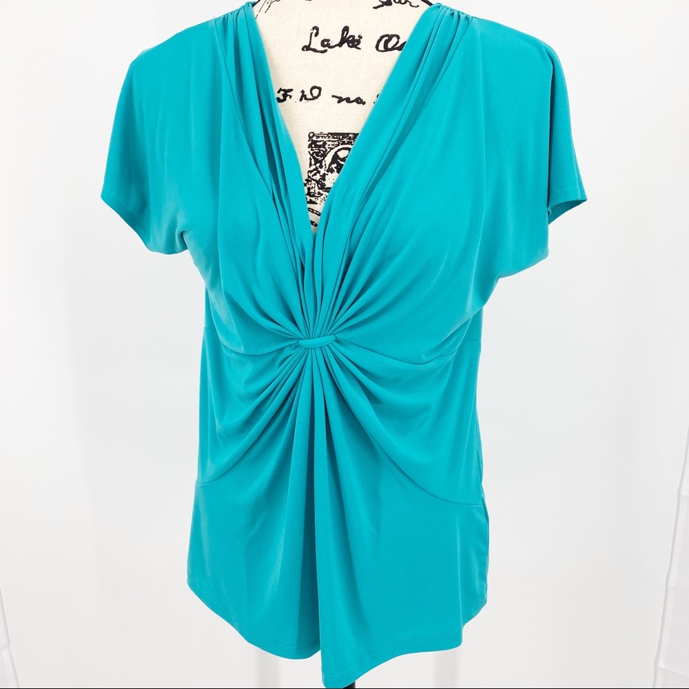 Chaus New York Turquoise V Neck Blouse Size M